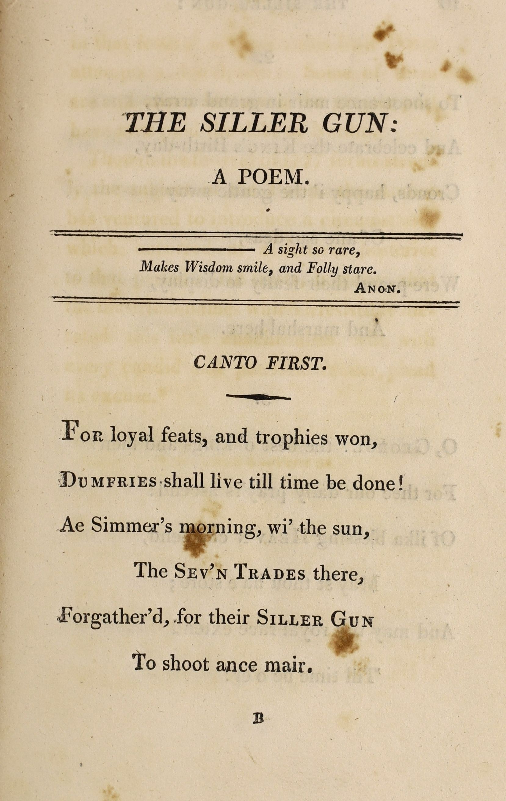 Mayne, John - The Siller Gun. A Poem, in Four Cantos, 8vo, paper boards, Thomas Cadell, London, Glocester [sic], 1808; [Lewis, Matthew Gregory] - Tales of Terror with Introductory Dialogue, 1st edition,  8vo, red moro...
